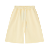 MIROLYUB Unisex Heavyweight Raw Edge Shorts — Apricot, front view