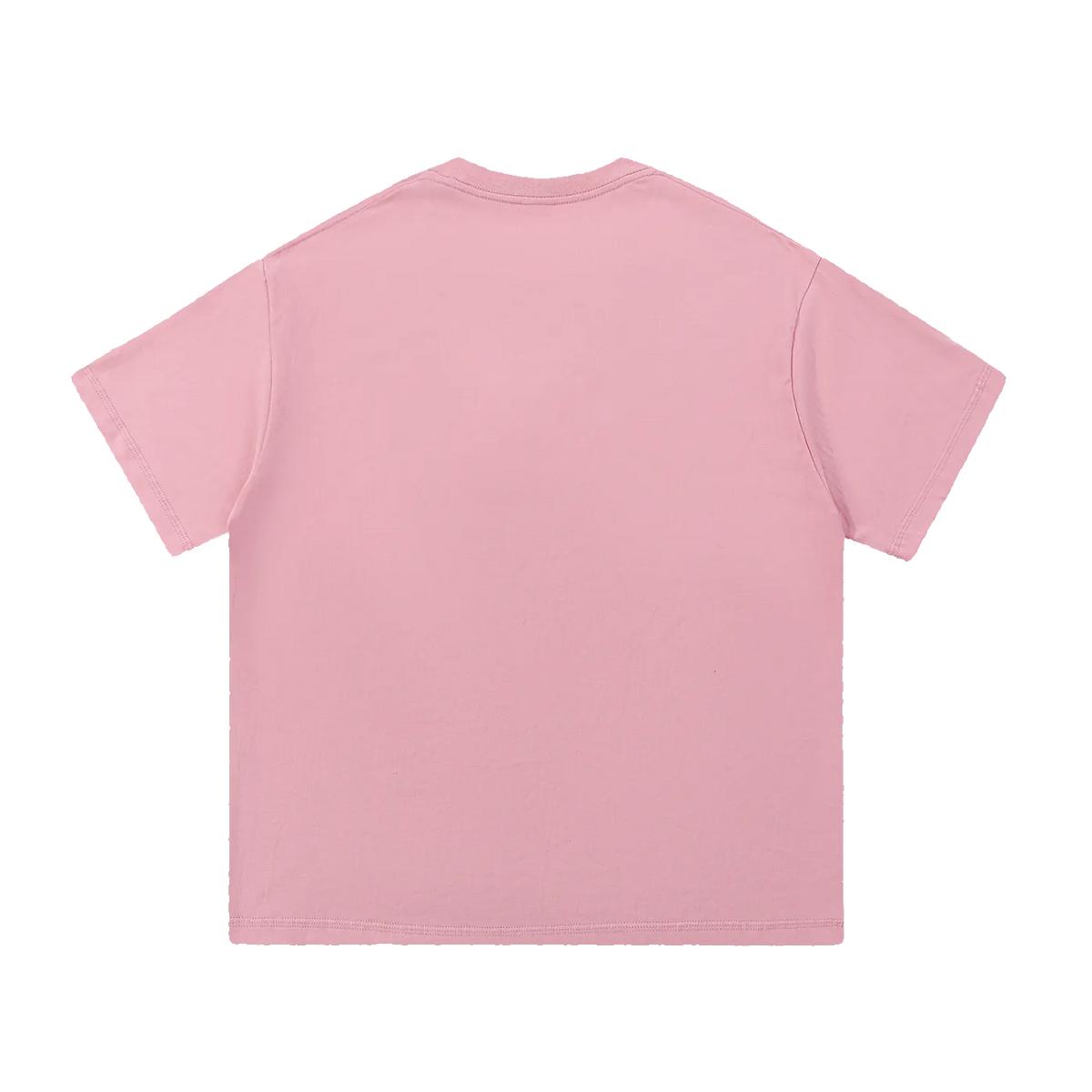 MIROLYUB Still Heavy Cotton Tee in Pink, back view.