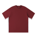 MIROLYUB Unisex Colorblock Crewneck T-Shirt — Wine Red, front view