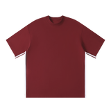 MIROLYUB Unisex Colorblock Crewneck T-Shirt — Wine Red, front view