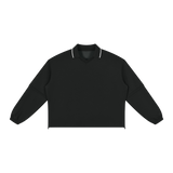 MIROLYUB Collarway collared sweatshirt in Black, front view.