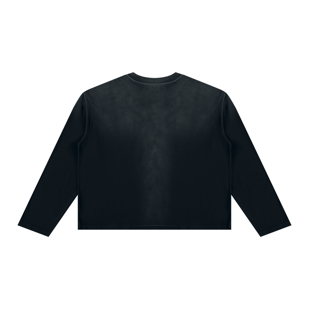 My Good Sunfade Boxy Long Sleeve in Black — blank back
