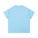 MIROLYUB Palimpsest Vintage-Wash Cotton Tee in Sky Blue, back view.