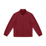 MIROLYUB Tangent stand-collar track jacket in Red, front view.