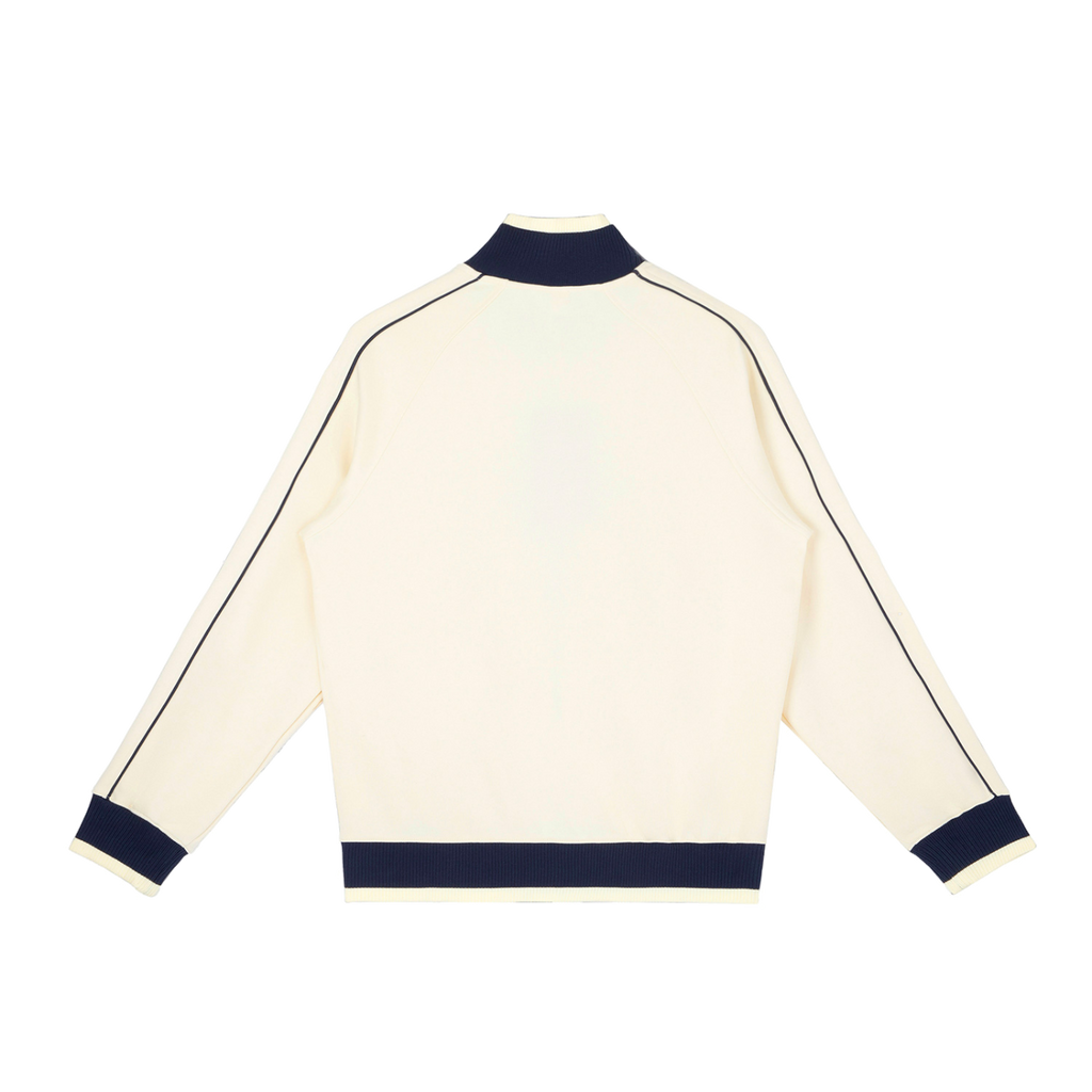 MIROLYUB Switchback raglan track jacket in Mild Apricot, back view.