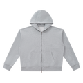 MIROLYUB Unisex Heavyweight Full Zip Boxy Hoodie — Flower Gray, front view