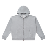 MIROLYUB Unisex Heavyweight Full Zip Boxy Hoodie — Flower Gray, front view