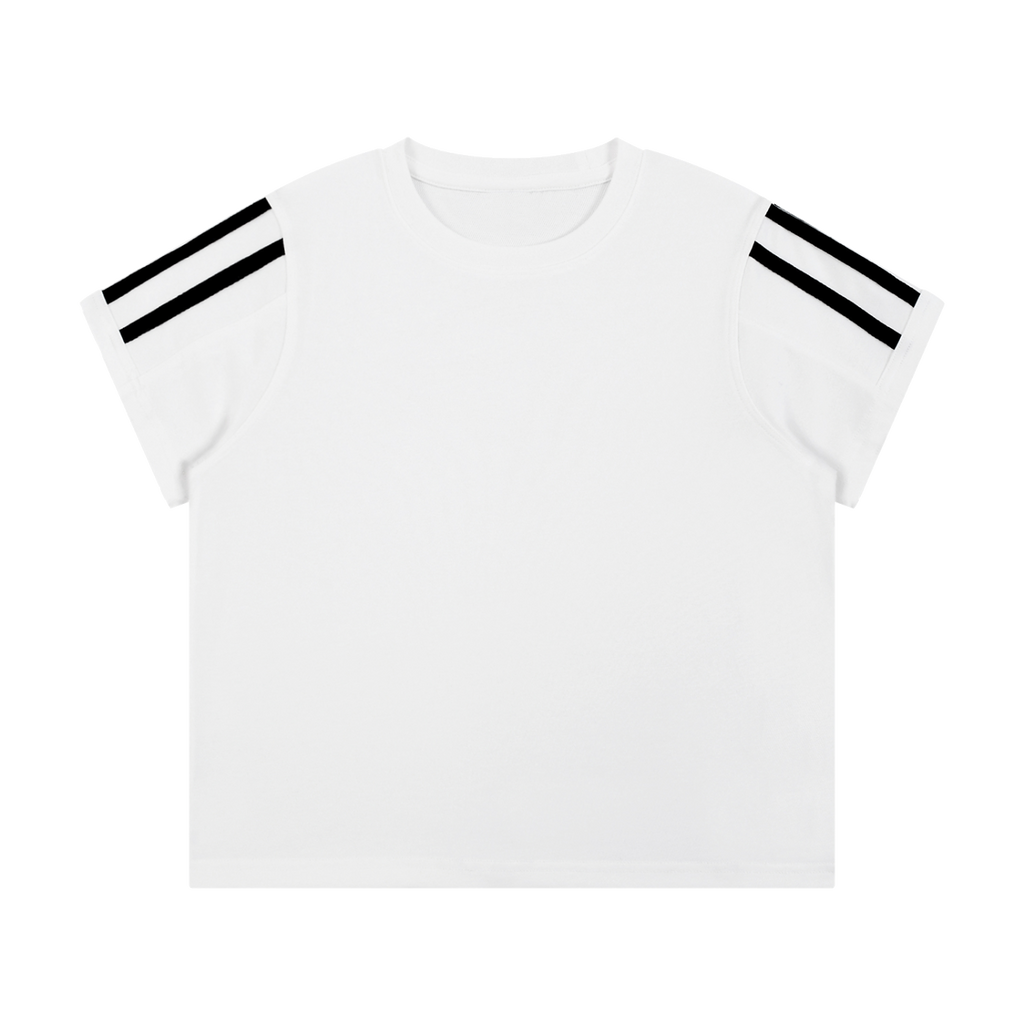 MIROLYUB Pennant twin-stripe cropped tee in White — front view