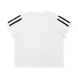 MIROLYUB Pennant twin-stripe cropped tee in White — front view
