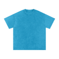 MIROLYUB Afterglow Snow-Wash Oversized Tee in Lake Blue, front view.