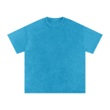 MIROLYUB Afterglow Snow-Wash Oversized Tee in Lake Blue, front view.
