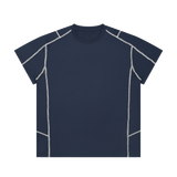 MIROLYUB Unisex Contrast Stitch  Regular Fit T-Shirt — Navy Blue, front view