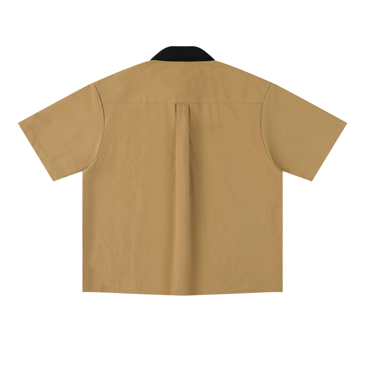 Crossfade cotton short-sleeve contrast-collar shirt in Brown, back view