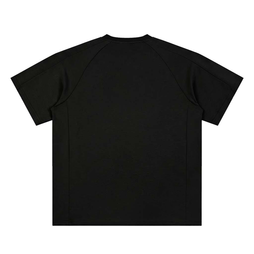 MIROLYUB Unisex Oversized Paneled Raglan T-Shirt — Black — back view