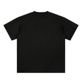 MIROLYUB Unisex Oversized Paneled Raglan T-Shirt — Black — back view