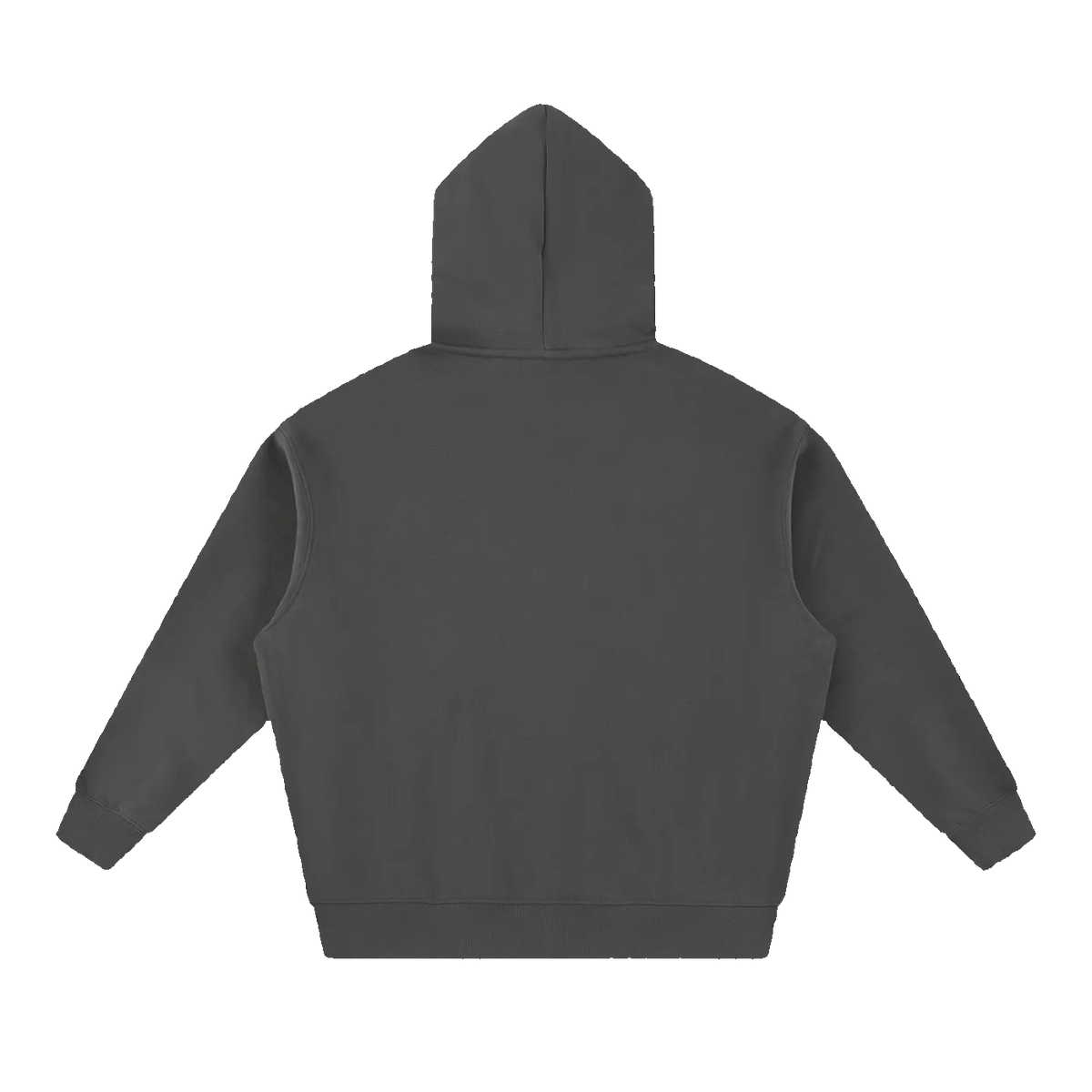 MIROLYUB loft boxy fleece hoodie in Dark Gray, back view