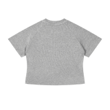 MIROLYUB Women's Mineral Wash Crop T-Shirt — Gray, back view