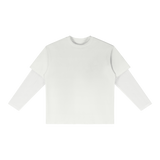 MIROLYUB Fadeline layered long-sleeve tee in White, front view.