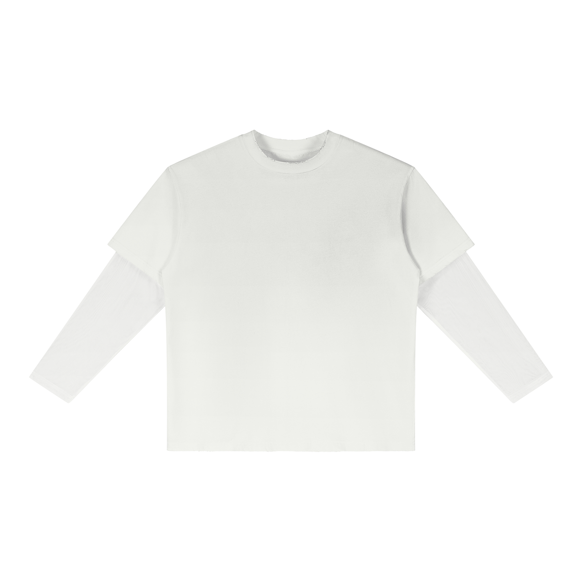 MIROLYUB Fadeline layered long-sleeve tee in White, front view.