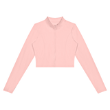 MIROLYUB Women’s Crop Yoga Sports Jacket — Pink, front view