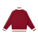MIROLYUB Switchback raglan track jacket in Red, back view.