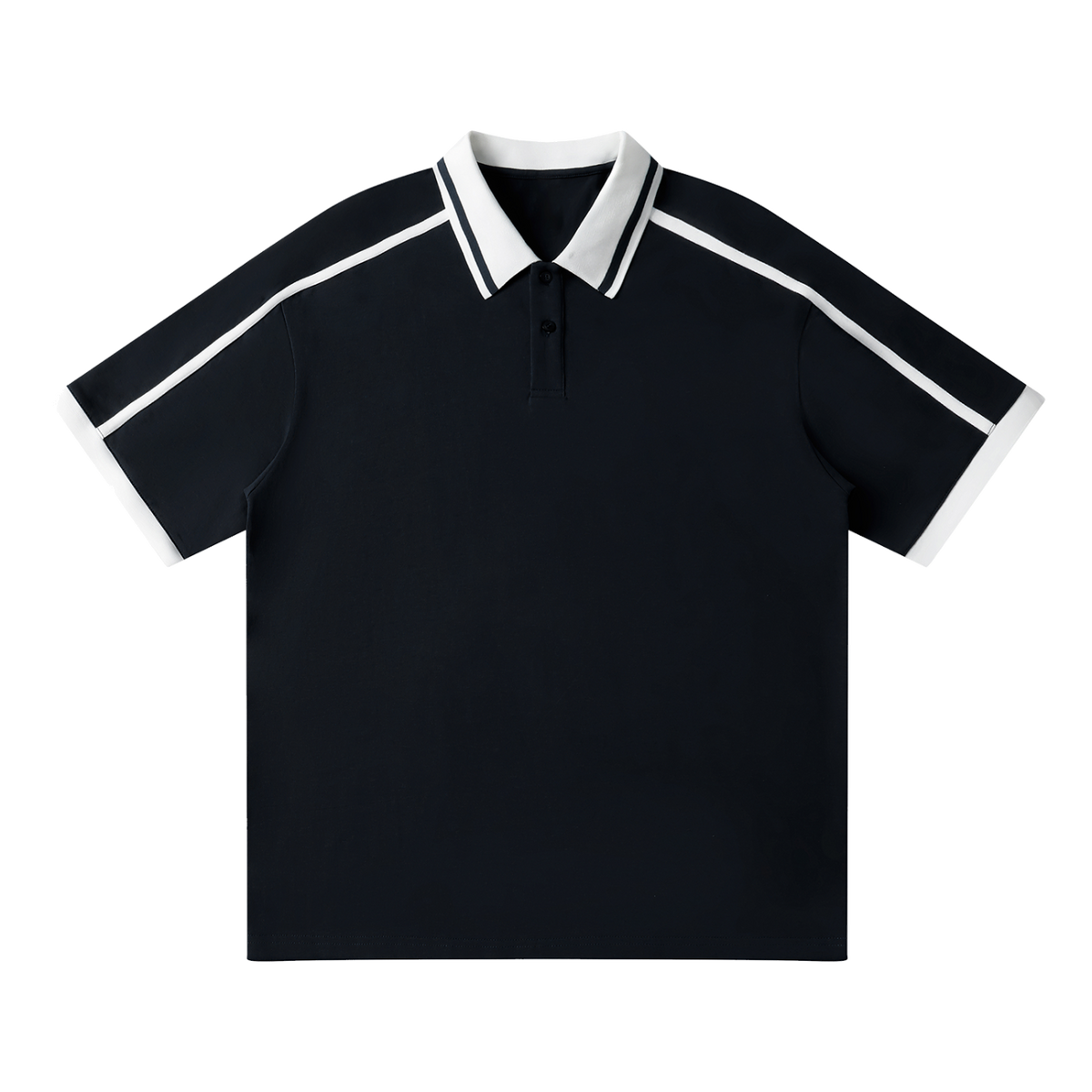 Traction contrast-piping polo in Black, front view