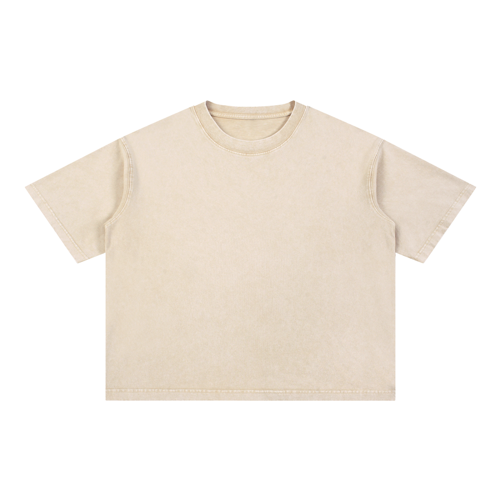 MIROLYUB Stratum Mineral-Wash Boxy Tee in Light Apricot, front view