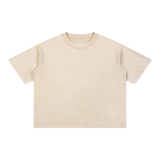 MIROLYUB Stratum Mineral-Wash Boxy Tee in Light Apricot, front view