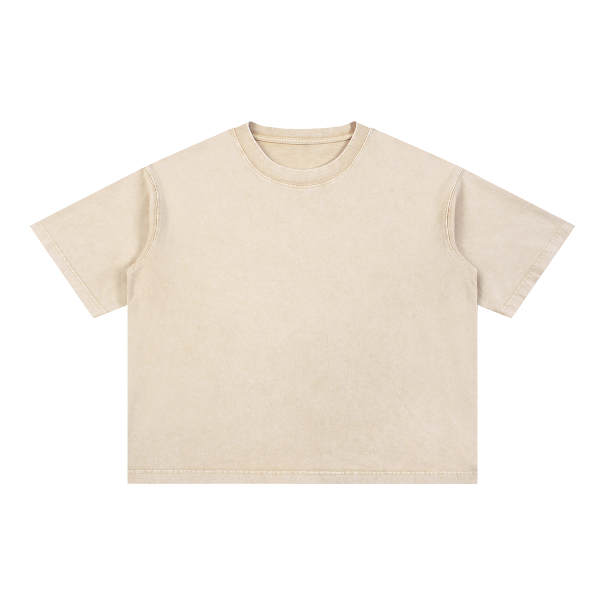 MIROLYUB Stratum Mineral-Wash Boxy Tee in Light Apricot, front view
