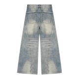 MIROLYUB Women’s Vintage Wash Wide Leg Denim Jeans — Jeans Blue, back view
