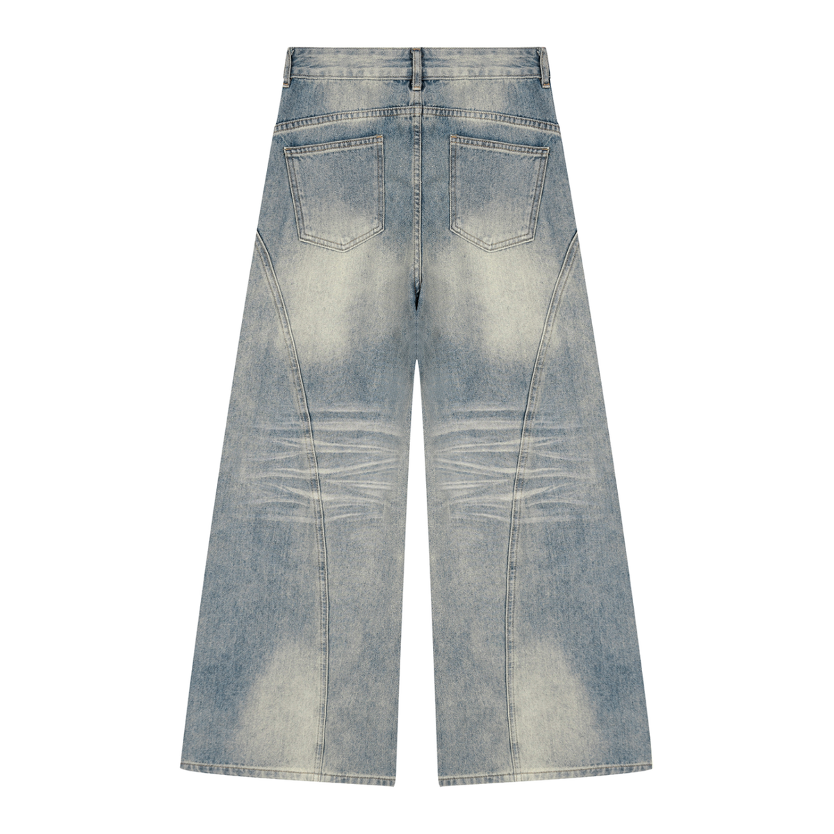 MIROLYUB Women’s Vintage Wash Wide Leg Denim Jeans — Jeans Blue, back view