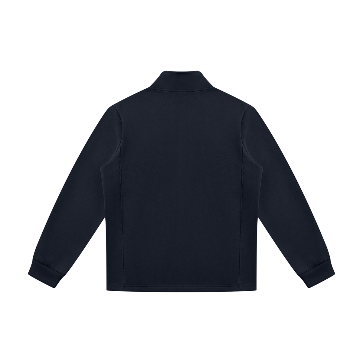 MIROLYUB Tangent stand-collar track jacket in Navy Blue, back view.