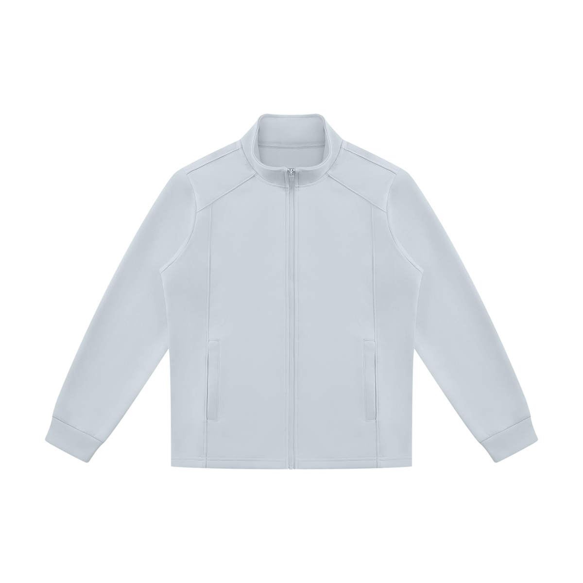 MIROLYUB Tangent stand-collar track jacket in Light Blue, front view.
