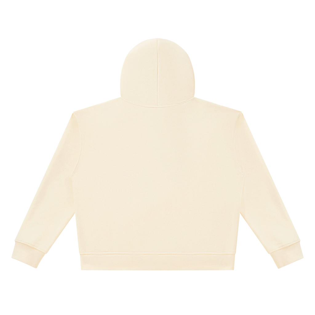 MIROLYUB Unisex Heavyweight Full Zip Boxy Hoodie — Apricot, back view