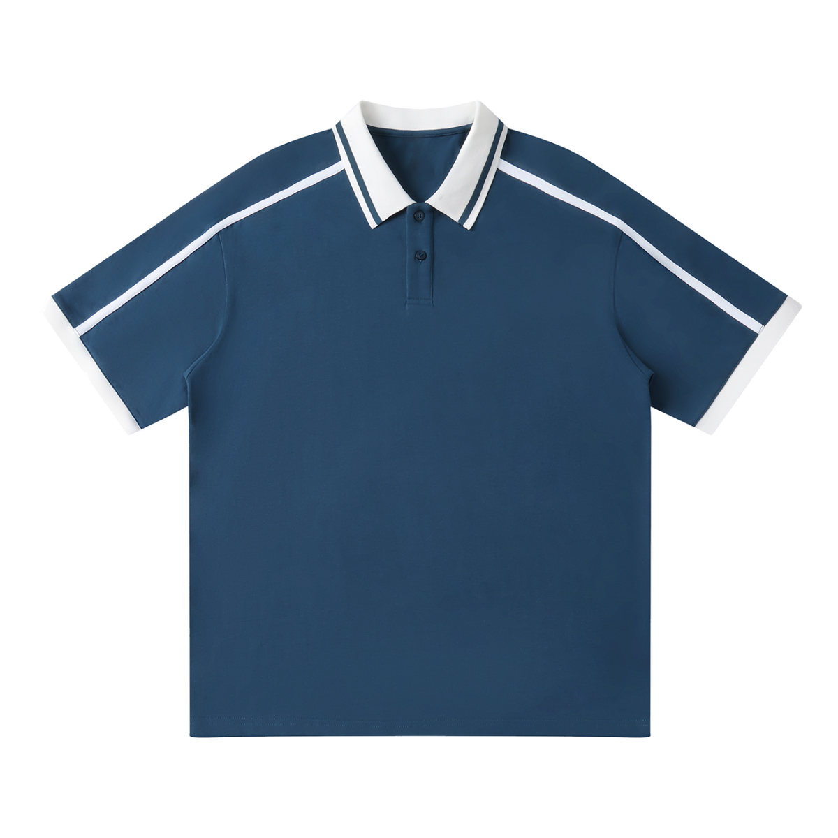 MIROLYUB Traction contrast-piping polo in Navy Blue — front view