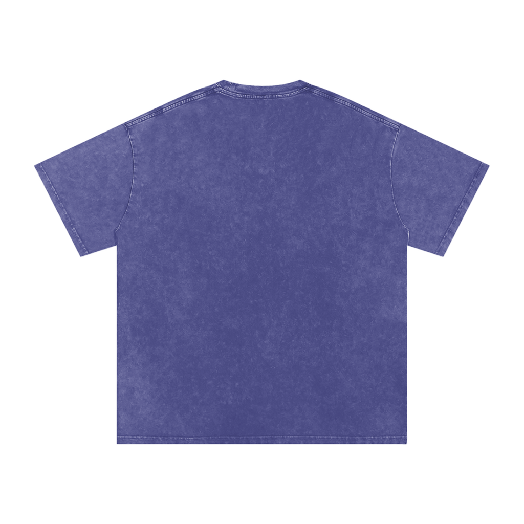 MIROLYUB Afterglow Snow-Wash Oversized Tee in Purple Haze, back view.