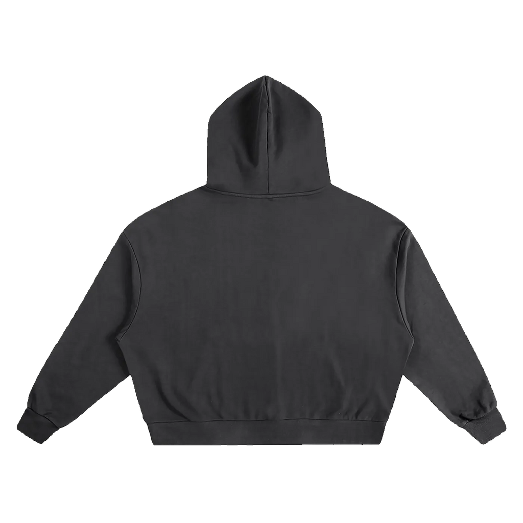 MIROLYUB plateau boxy cotton hoodie in Black, back view