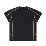 MIROLYUB Unisex Contrast Stitch  Regular Fit T-Shirt — Black, front view