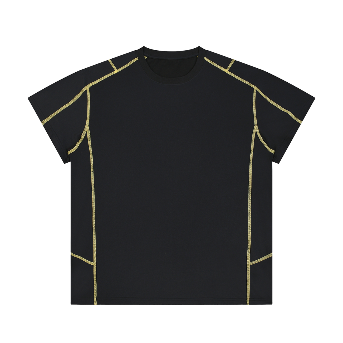 MIROLYUB Unisex Contrast Stitch  Regular Fit T-Shirt — Black, front view
