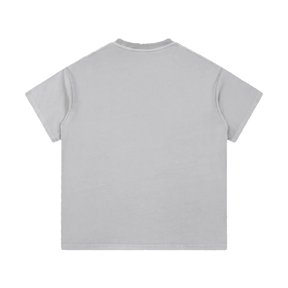Palimpsest vintage-wash cotton tee in Light Gray, back view — MIROLYUB Essentials