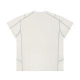 MIROLYUB Unisex Contrast Stitch  Regular Fit T-Shirt — Beige, back view