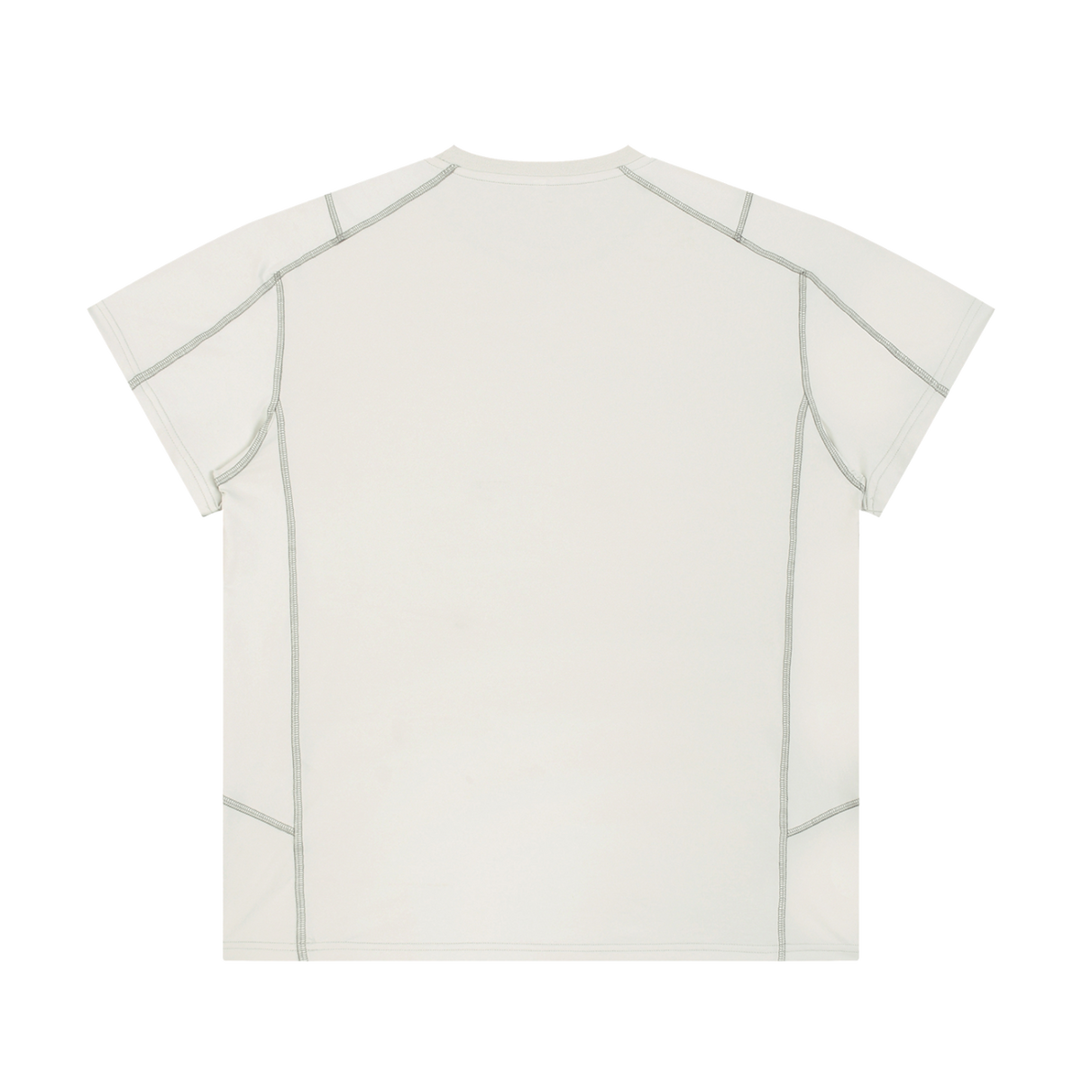 MIROLYUB Unisex Contrast Stitch  Regular Fit T-Shirt — Beige, back view