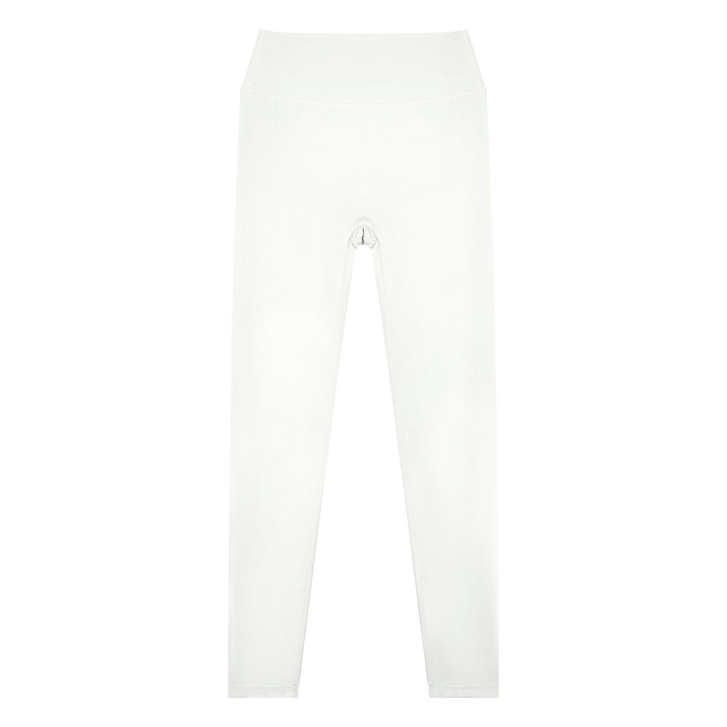 MIROLYUB Women’s High Waisted Yoga Leggings — White, front view
