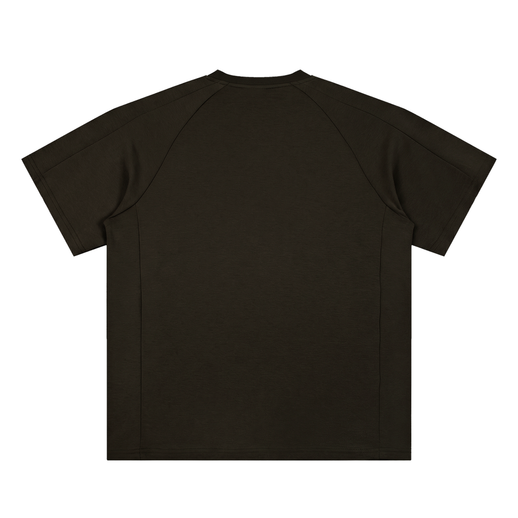 MIROLYUB Unisex Oversized Paneled Raglan T-Shirt — Brown — back view