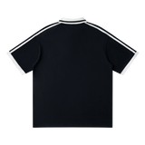 Traction contrast-piping polo in Black, back view