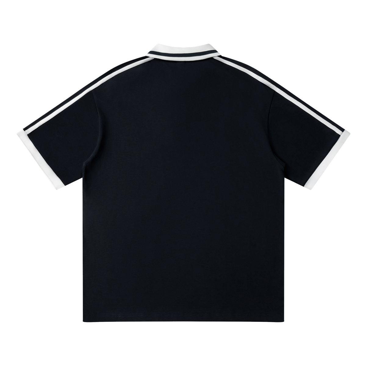 Traction contrast-piping polo in Black, back view