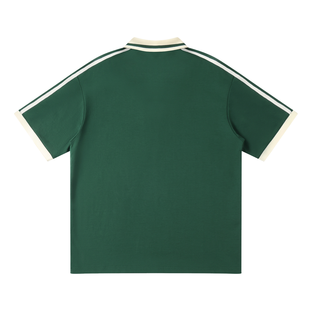 MIROLYUB Traction contrast-piping polo in Dark Green — back view