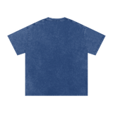MIROLYUB Afterglow Snow-Wash Oversized Tee in Dark Blue, back view.