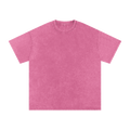 MIROLYUB Afterglow Snow-Wash Oversized Tee in Rose Red, front view.