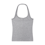 MIROLYUB Notch ribbed Henley tank in Flower Gray, back view